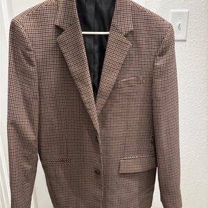 Men's Classic Brown Checkered Blazer